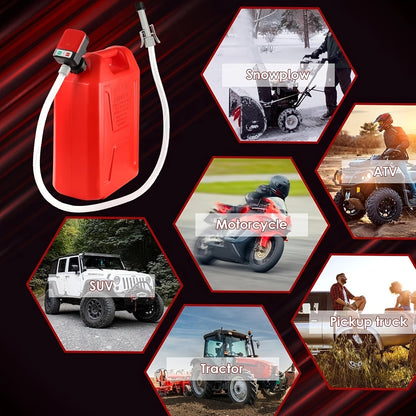 Automatic Fuel Transfer Pump with Auto-Stop - 51 Inch Extra Long Hose, 3.2 Gallons Per Minute, Battery or USB Powered, 4 Can Adapters, Portable Gas Can Pump for Gasoline, Diesel and Oil Transfer
