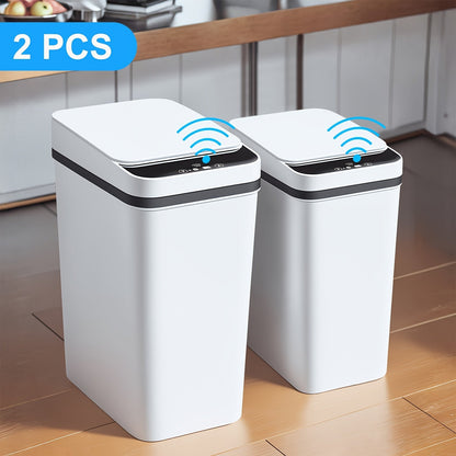 Automatic Touchless Trash Can 2 Pack – 4 Gallon & 2.8 Gallon Motion Sensor Trash Bin with Lid, Slim Smart Garbage Can for Bathroom, Bedroom, Office, Kitchen, Living Room