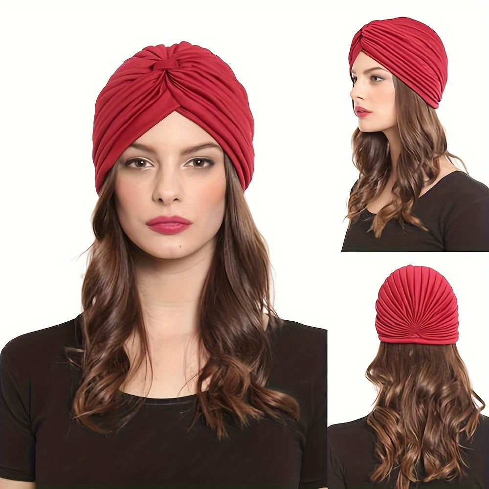 15-Pack Bohemian Turban Head Wraps for Women – Pre-Tied Pleated Head Scarves, Multicolor Twisted Hair Wraps & Beanie Caps, Breathable Ultra-Soft Headbands for Chemo, Hair Loss & Everyday Style