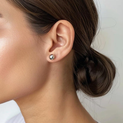 S925 Sterling Silver Stud Earrings 10mm Minimalist Simple Design Hypoallergenic Daily Wear Ear Piercing Jewelry for Women Girls Gift