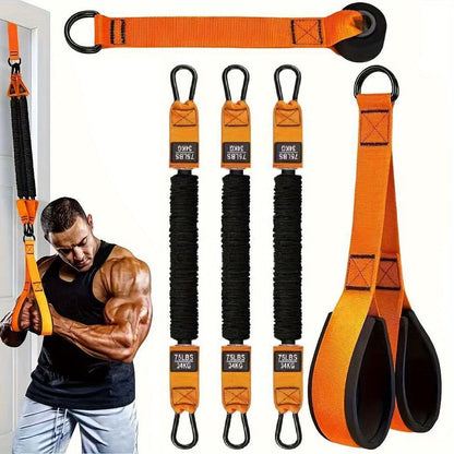 5-Piece Heavy-Duty Resistance Bands Set Up to 225lbs – Includes 3 Resistance Bands Handle & Door Anchor for Home Gym Deltoid Press Face Pull Bicep Curl Workout, Great Fitness Gift