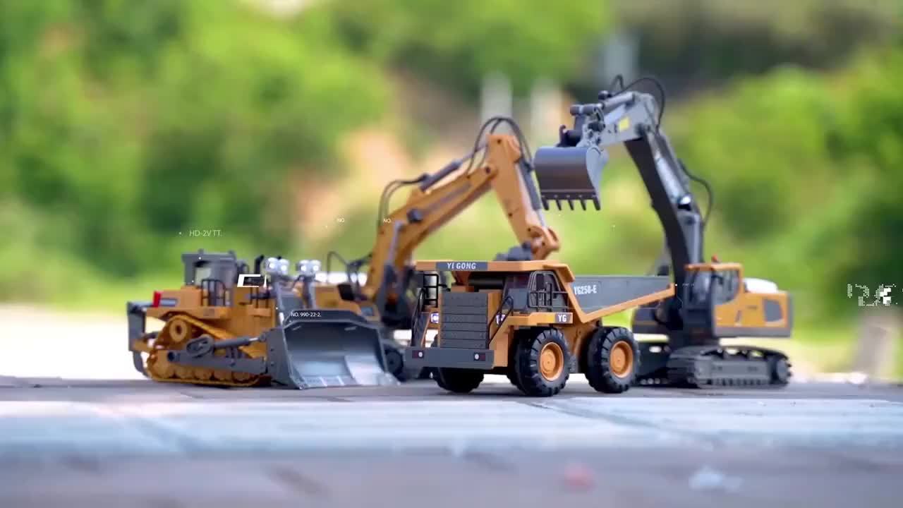 Remote Control Excavator Toy Set with Metal Shovel LED Lights 1200mAh Battery RC Construction Truck Bulldozer Dump Truck Loader Combo for Boys Ages 6 and Up Birthday Christmas Gift