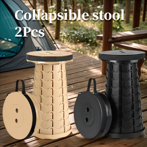 2-Pack Collapsible Folding Stool – 400 lbs Capacity Portable Telescopic Camping Stool, Compact Storage for Travel, Camping, Hiking, Fishing & Backyard BBQ – Lightweight Plastic Seat, Men's Gift