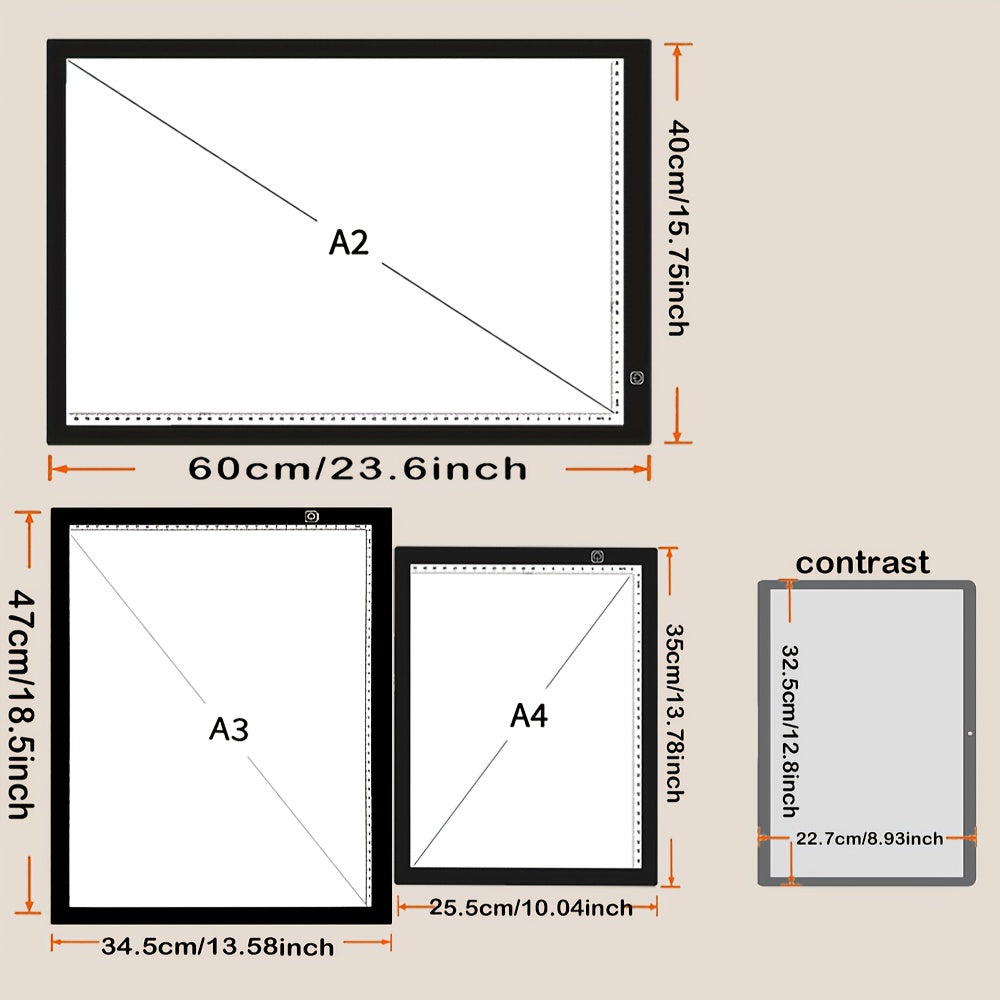 LED Light Pad A2 A3 A4 Adjustable Brightness Dual Light Strip Tracing Board Diamond Painting Sketching Drawing Art Light Box