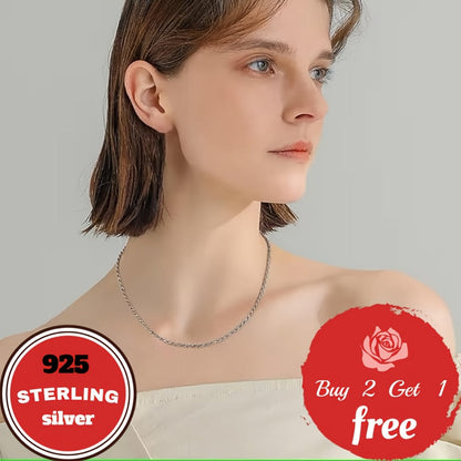 925 Sterling Silver 3mm Twist Woven Necklace – Italian Handmade, 18-24 Inch, Elegant Chain for Women & Men, Gift Box Included, Perfect for Birthday, Valentine’s Day & Holiday Gifts