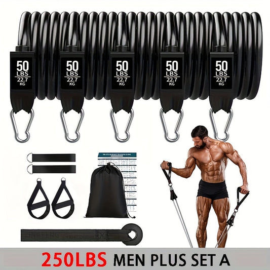 Resistance Bands Set 5pcs 250LBS – Heavy Duty Break-Resistant Exercise Bands for Men & Women, Home Gym Workout Expanders for Muscle Training, Yoga, Pilates, Stretching