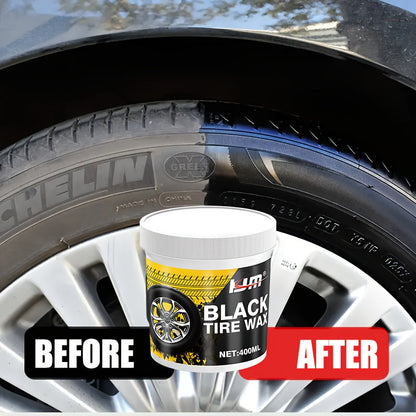 Car Plastic & Rubber Repair Cream All-in-One Trim Restorer Scratch Remover Tire Shine Wax, Anti-Cracking Anti-Aging Formula for Interior Exterior Car Detailing, Includes Sponge
