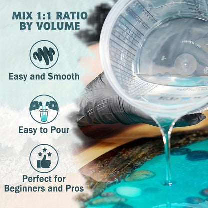 JANCHUN Super Clear Epoxy Resin Kit 1:1 Fast Cure – No Bubble High Gloss Self-Leveling Formula for River Tables, Countertops, Jewelry & Resin Art, Non-Toxic VOC-Free, 5.5oz to 1 Gallon