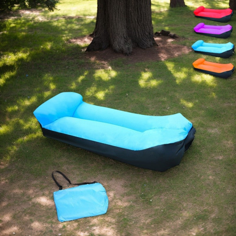 Portable Inflatable Sofa & Recliner Chair for Outdoor Use – Heavy-Duty Bed-Like Lounger, Quick Inflation & Deflation, Lightweight & Compact for Camping, Beach, Backyard & Travel, No Pump Needed