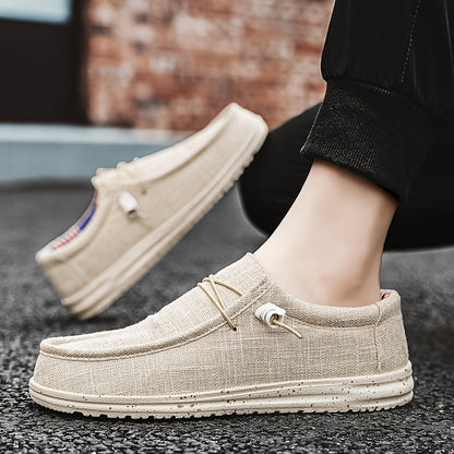 Men's Plus Size Breathable Vintage Canvas Loafers Low-Top Casual Sneakers Round Toe Slip-On Shoes for Outdoor Sports Daily Wear All Seasons Beige Black Blue Brown US 7-13