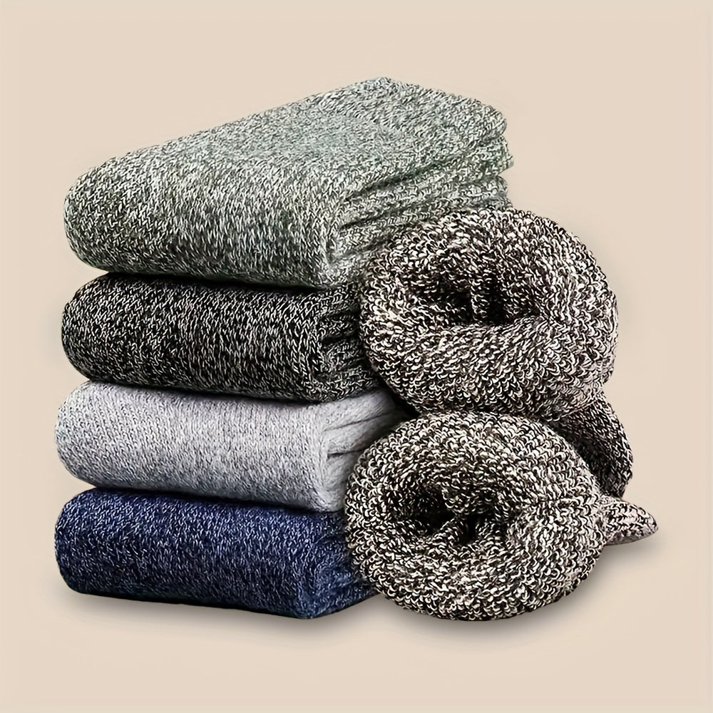 Winter Thick Warm Socks 9 Pairs Set Retro Solid Color Thermal Crew Socks Machine Washable for Men Women Couples Cold Weather Casual Formal One Size