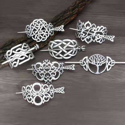 7PCS Viking Celtic Tree of Life Hair Clips Set – Vintage Norse Boho Slide Rail Hair Accessories for Women & Girls, Jewelry Gift