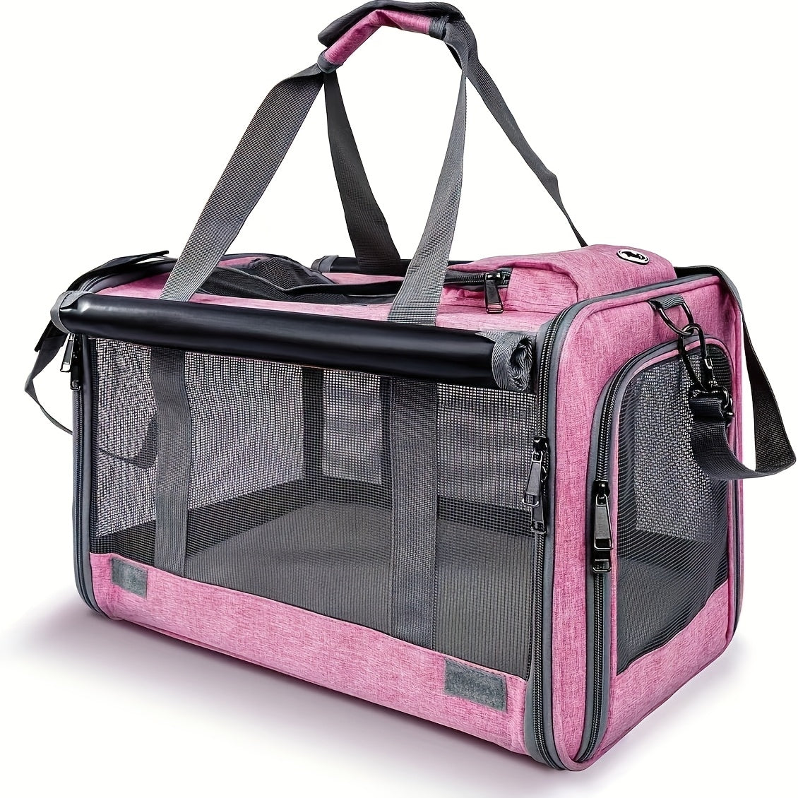 Airline Approved Pet Carrier Soft Sided – Breathable Collapsible Travel Bag for Cats & Small Dogs with Accessories Bundle Collar Bowls or Pet Glove 10 Colors Pink Blue Black Gray Navy Green Orange