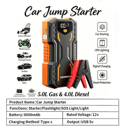 Car Jump Starter 10000A 7-in-1 with 150PSI Air Pump – Portable Battery Booster for Gas & Diesel Engines, High-Pressure Pump, Vehicle Emergency Kit, Power Bank
