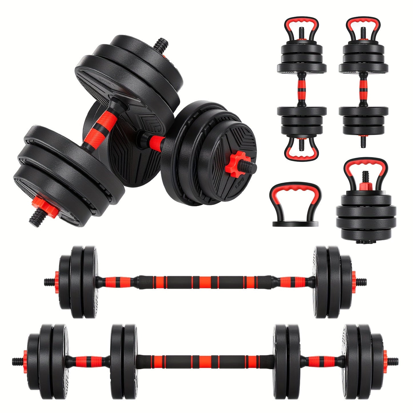 Adjustable Dumbbell Set 5-in-1 Free Weights 30-110 LBS – Use as Dumbbell, Barbell, Kettlebell, Push-Up Rack & Weight Plates, Home Gym Workout Equipment for Men & Women, Multiple Weight Options