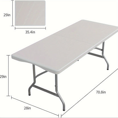 Folding Table 4ft & 6ft Portable Rectangle Table for Camping, Picnic, Wedding & Party – Lightweight with Carrying Handle, Easy Setup, Indoor Outdoor Fold Up Table – White