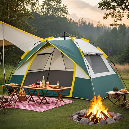Automatic Instant Pop-Up Camping Tent 1-3 or 3-4 Person – Full Season Windproof Lightweight Tent with Double Doors & Mesh Windows for Camping Hiking Hunting Travel & Outdoor Shelter