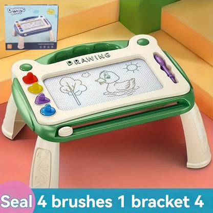 Kids Drawing Board Stamp Art Set – Creative Learning Toy with 4 Stamps, Brush & Stands, Fun Educational Art Gift for Boys & Girls, Birthday & Easter Gift, Blue Pink Green, 3 Ways to Use