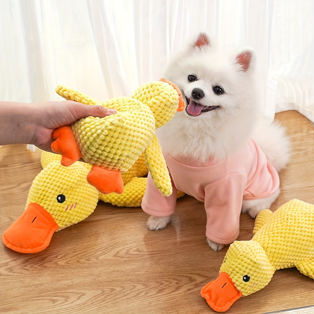 Large Plush Duck Dog Toy with Squeaker – Bite-Resistant Soft Chew Toy for Puppies & Large Breed Dogs, Durable Interactive Teething Toy for Golden Retrievers, Corgis & All Breeds