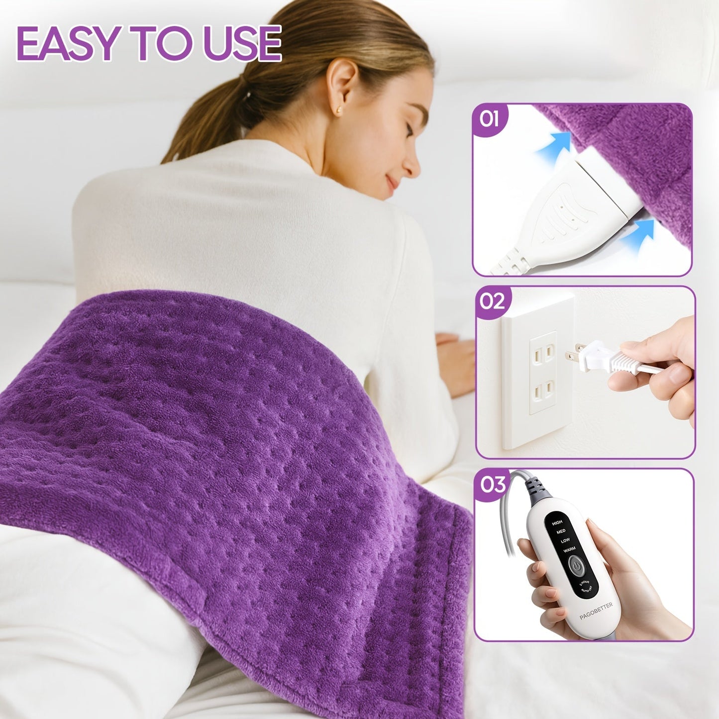 Heating Pad for Back Neck Shoulders & Cramps – Ultra Soft Flannel with 6 Heat Settings, Dry & Moist Heat, Auto Shut-Off, Machine Washable, 3 Sizes (12x15 / 12x24 / 17x33 in), Perfect Gift for Mom