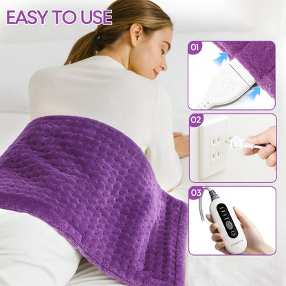 Heating Pad for Back Neck Shoulders & Cramps – Ultra Soft Flannel with 6 Heat Settings, Dry & Moist Heat, Auto Shut-Off, Machine Washable, 3 Sizes (12x15 / 12x24 / 17x33 in), Perfect Gift for Mom