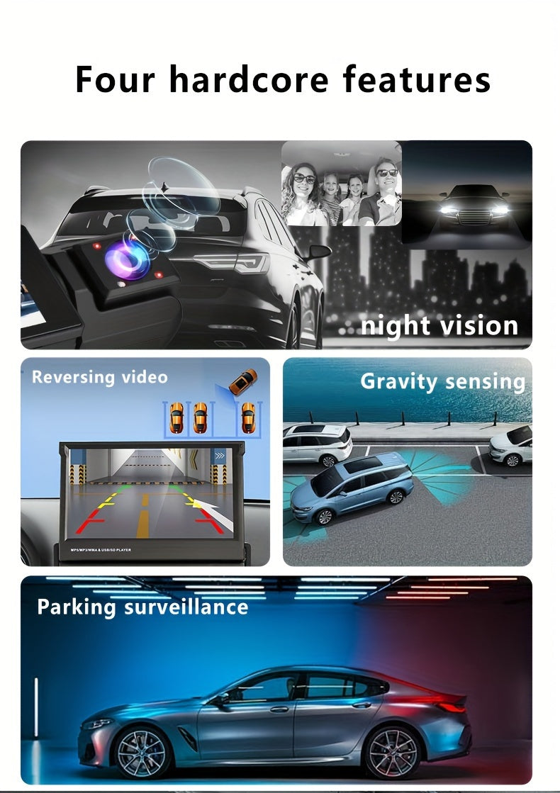 WiFi Dash Camera 2/3 Lens 170° Wide Angle Night Vision Loop Recording G-Sensor 2.0" IPS Screen with 32GB Memory Card - Front Rear Car Camera