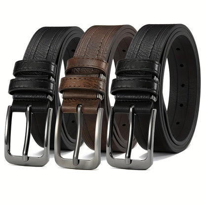 3Pcs Men's Leather Belt Set with Gift Box 1.25 Inch Adjustable Trim to Fit Dress Casual Jeans Classic Belt for Men Christmas Thanksgiving Gift