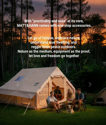 Inflatable Camping Tent 4-6 Person – 4-Season Luxury Air Tent with Manual Pump Easy Setup Windproof Glamping House for Family Outdoor Camping