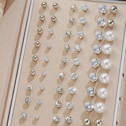 102-Piece Women's Earrings Set - Elegant Imitation Pearl Rhinestone Hoop Ear Cuffs Heart & Geometry Studs, Stainless Steel Hypoallergenic Fashion Jewelry for Daily Wear Parties Dates & Gifts