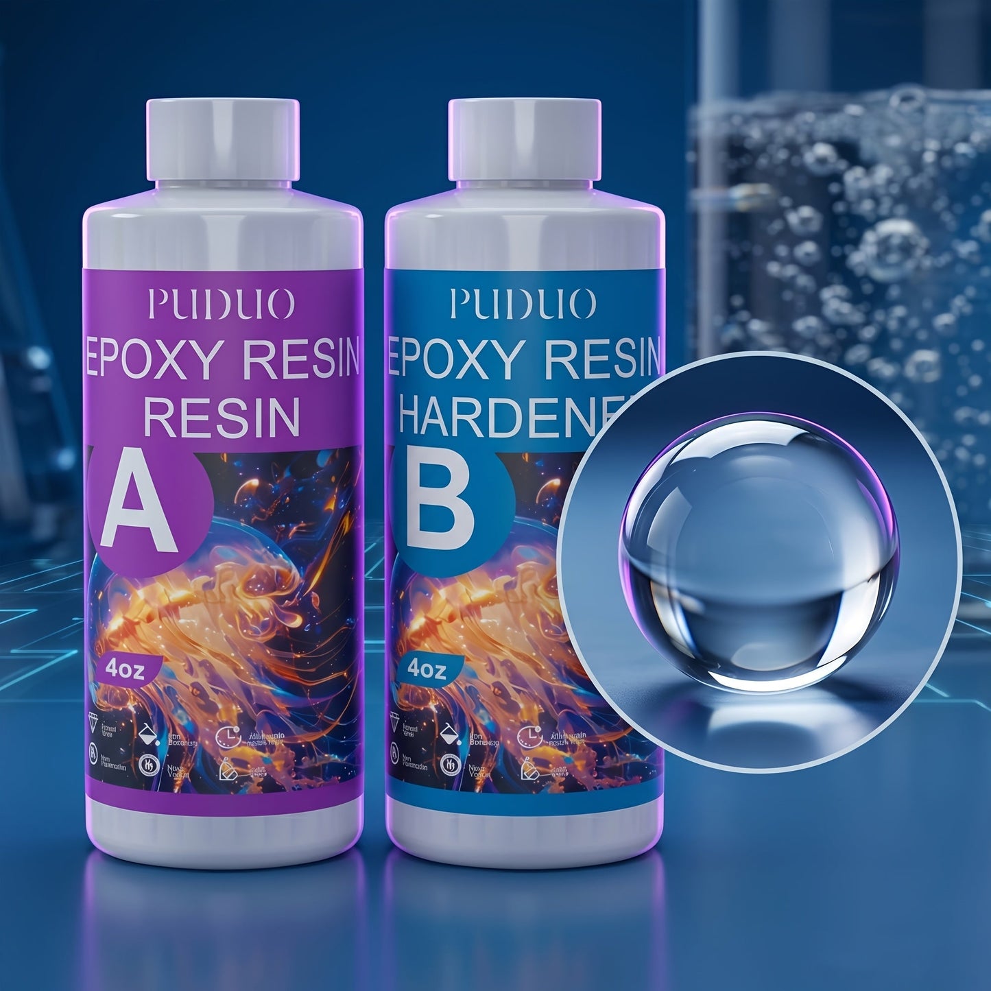 Epoxy Resin Kit Crystal Clear 2-Part Fast-Curing for Casting, Coating, Resin Art, Jewelry Making, Tabletops & Bar Counters – Available in 4oz, 72oz & 1 Gallon with Pump Kit & Glitter Accessories
