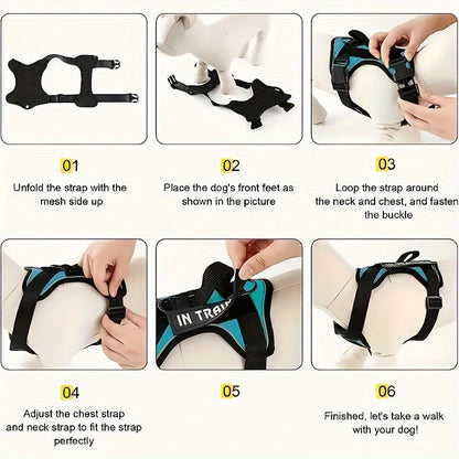 Service Dog Harness Vest with 5 ID Patches – Reflective Adjustable Oxford Vest with Breathable Mesh Lining, Service Dog ID System for Small Medium Large Dogs, Sizes XS-XL, Public & Mobility Aid