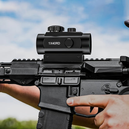 Tactical Red Green Dot Rifle Scope 1x40mm Reflex Sight – Aluminum Alloy Reflector Optic, Fits 20mm Picatinny Weaver Rail & 11mm Dovetail Rail – for Hunting, Shooting & Tactical Use
