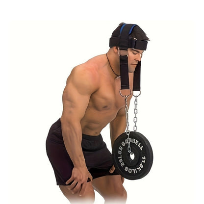 Neck Training Band with Chain Heavy Duty Adjustable Neck Strengthener for Athletes Strength Training Neck Muscle Recovery – Fitness Resistance Head Harness for Home Gym Workouts, Black