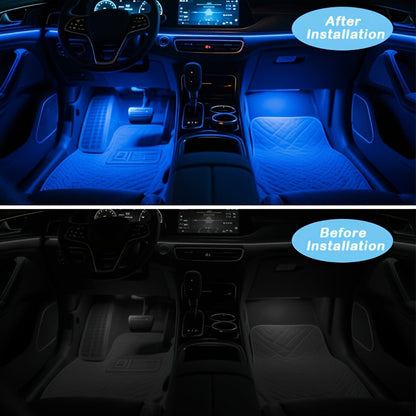 RGB Car LED Interior Light Kit 4-Piece Footwell Underglow Strip Lights, 16 Colors USB Powered with Remote, DIY Ambient Lighting for All Vehicles Cars Trucks SUVs