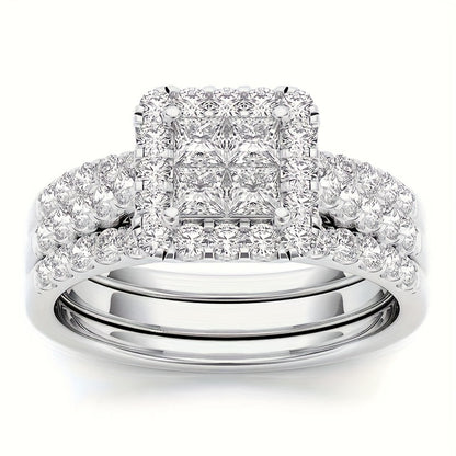 9 Piece Princess Cut Cubic Zirconia Bridal Wedding Ring Set for Women – Stackable Engagement Rings, Classic Jewelry Gift for Girlfriend & Wife