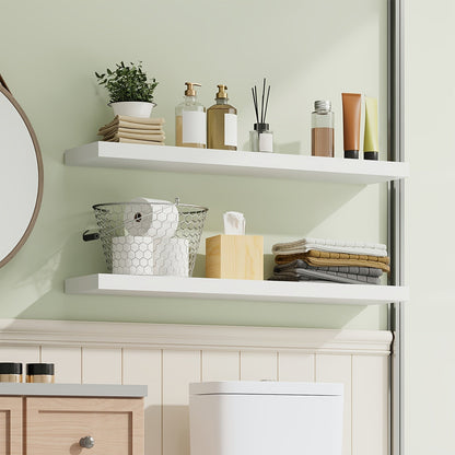 Floating Wall Shelves Wood 2/4/6 Pack 15.7 19.7 22 Inch Wall Mounted Shelves for Living Room Kitchen Bathroom Bedroom Holds 30 lbs Walnut Brown White Black Gray Home Decor Storage