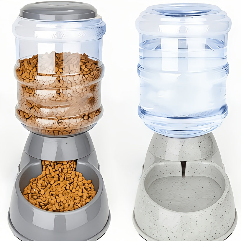 Automatic Gravity Dog Feeder and Water Dispenser 1 Gallon 3.8L - No Batteries Required, Durable PP Material, Suitable for Cats and Dogs Small Medium Pets, Hands-Free Gravity Feeding Station, Perfect Gift
