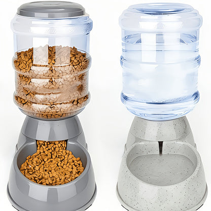 Automatic Gravity Dog Feeder and Water Dispenser 1 Gallon 3.8L - No Batteries Required, Durable PP Material, Suitable for Cats and Dogs Small Medium Pets, Hands-Free Gravity Feeding Station, Perfect Gift