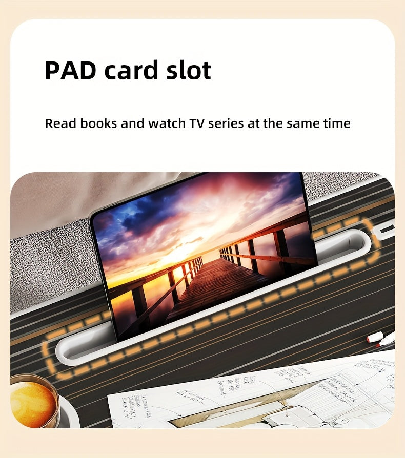 Foldable Laptop Desk Portable Bed Desk with Cup Holder and Tablet Slot Fiberboard Lap Desk for Work Study Drawing and Dining in Bed Sofa Floor Available in Black and Walnut