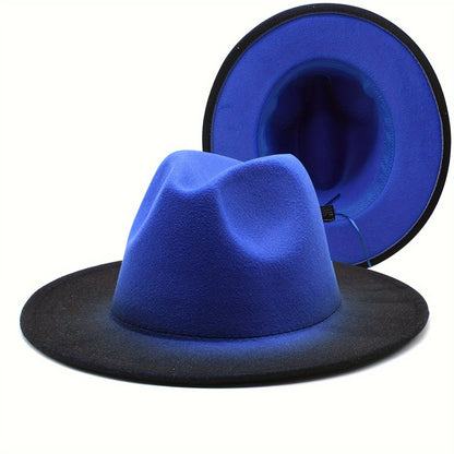 Wide Brim Fedora Hat for Women and Men Two Tone Gradient Color Jazz Panama Cap Unisex Classic Fashion Hat Multiple Colors