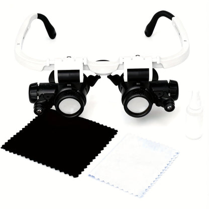 Head Mounted Magnifier 8X 15X 23X Hands-Free Dual Lens Magnifying Glasses with Adjustable Headband for Jewelry Making Electronics Repair Crafting Reading and Precision Work