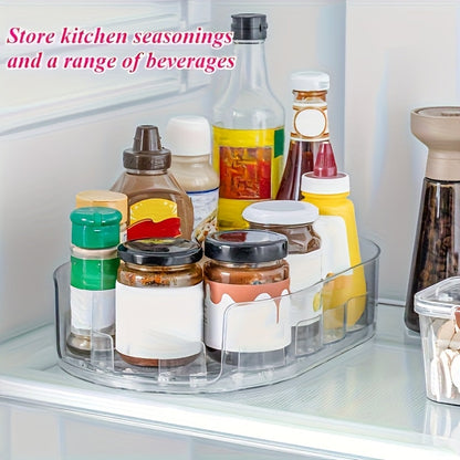 Rotating Kitchen Storage Tray Organizer – Clear Plastic Multi-Compartment Lazy Susan for Cabinet, Refrigerator & Countertop – Detachable Space-Saving Rotating Shelf for Pantry & Kitchen Organization