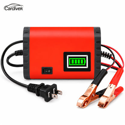 12V Smart Car Battery Charger and Maintainer, Intelligent Trickle Charger with Desulfurization & Temperature Compensation for 2Ah-100Ah Batteries – Compatible with Car, Truck, Motorcycle & Lawn Mower