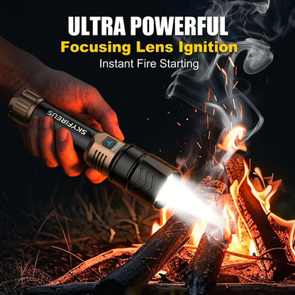 SKYFIRE LED Super Bright Rechargeable Flashlight with Zoom, 4 Modes & Cycling Light – High Lumen Tactical Flashlight for Camping, Outdoor Adventures & Household Emergency Use