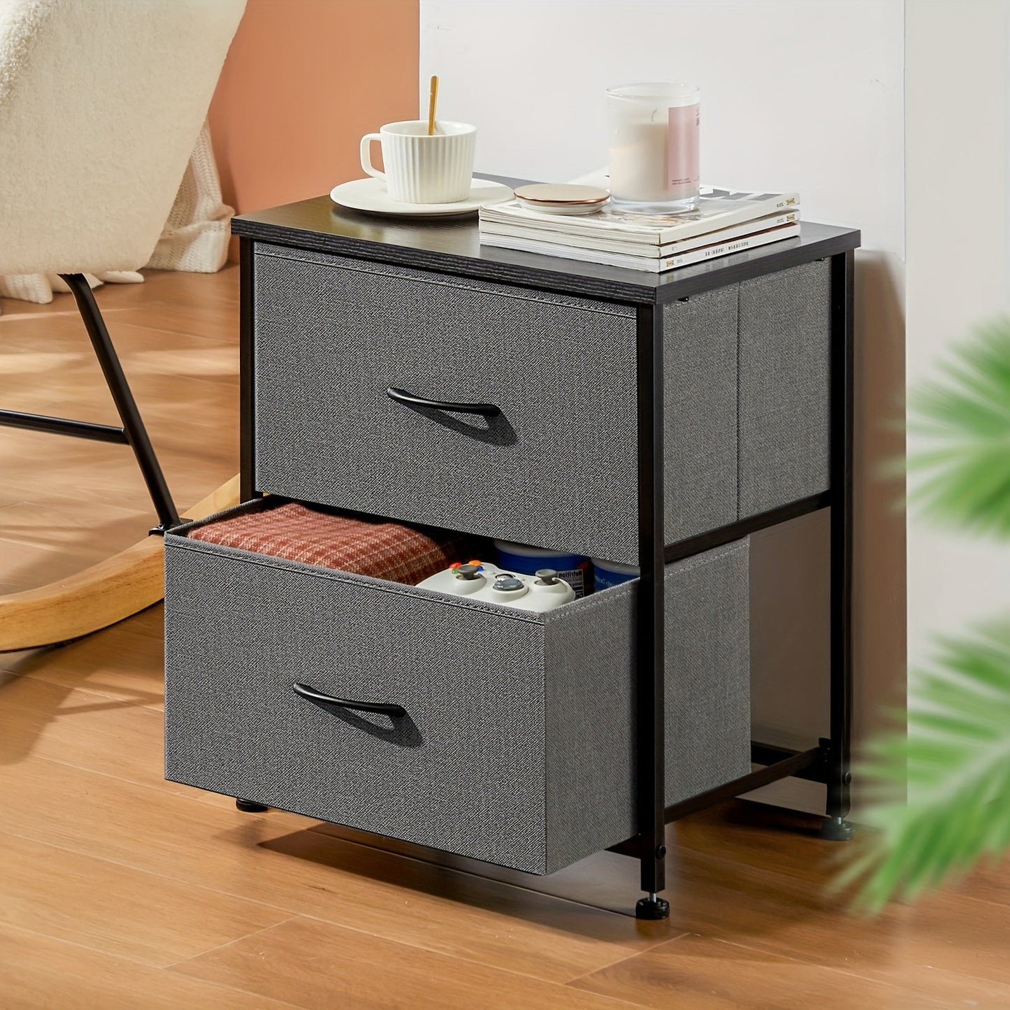 Drawer Cabinet with Metal Frame & Hardwood Top – Home Office Storage Organizer, 2 to 10 Drawers, Assembly Required – White, Grey, Black, Rustic Brown – Bedroom, Living Room & Office Filing Cabinet