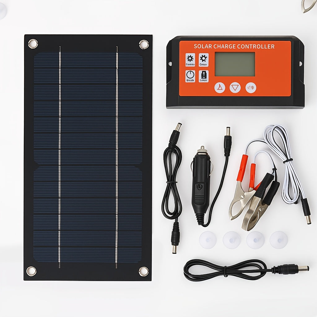 Solar Panel Kit with Battery Charging Controller – Portable Off-Grid Power for Car, RV, Caravan, Camping & Outdoor Use