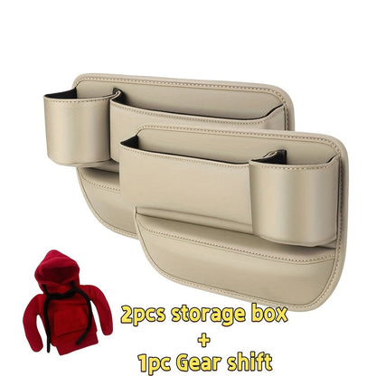 Car Seat Gap Filler Organizer with Gear Shift Cover – PU Leather, Multifunctional Storage Box for Phone, Keys, Cards, Cups & Wallet, Easy Install, Fits All Cars