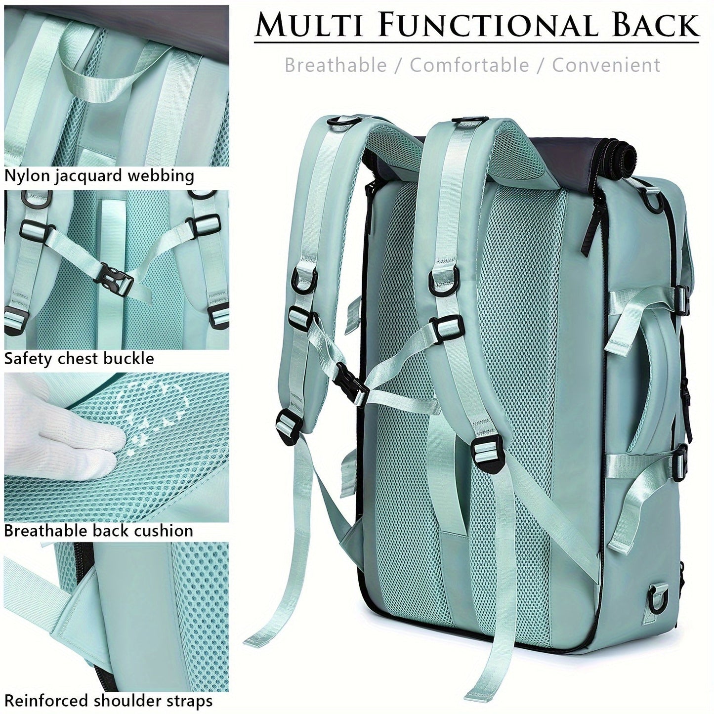 Large Laptop Backpack with Shoe Compartment – Multi-Functional Travel Backpack for Men & Women, Business, College & Carry-On Bag with USB Charging Port, Waterproof, Fits 15.6" Laptop