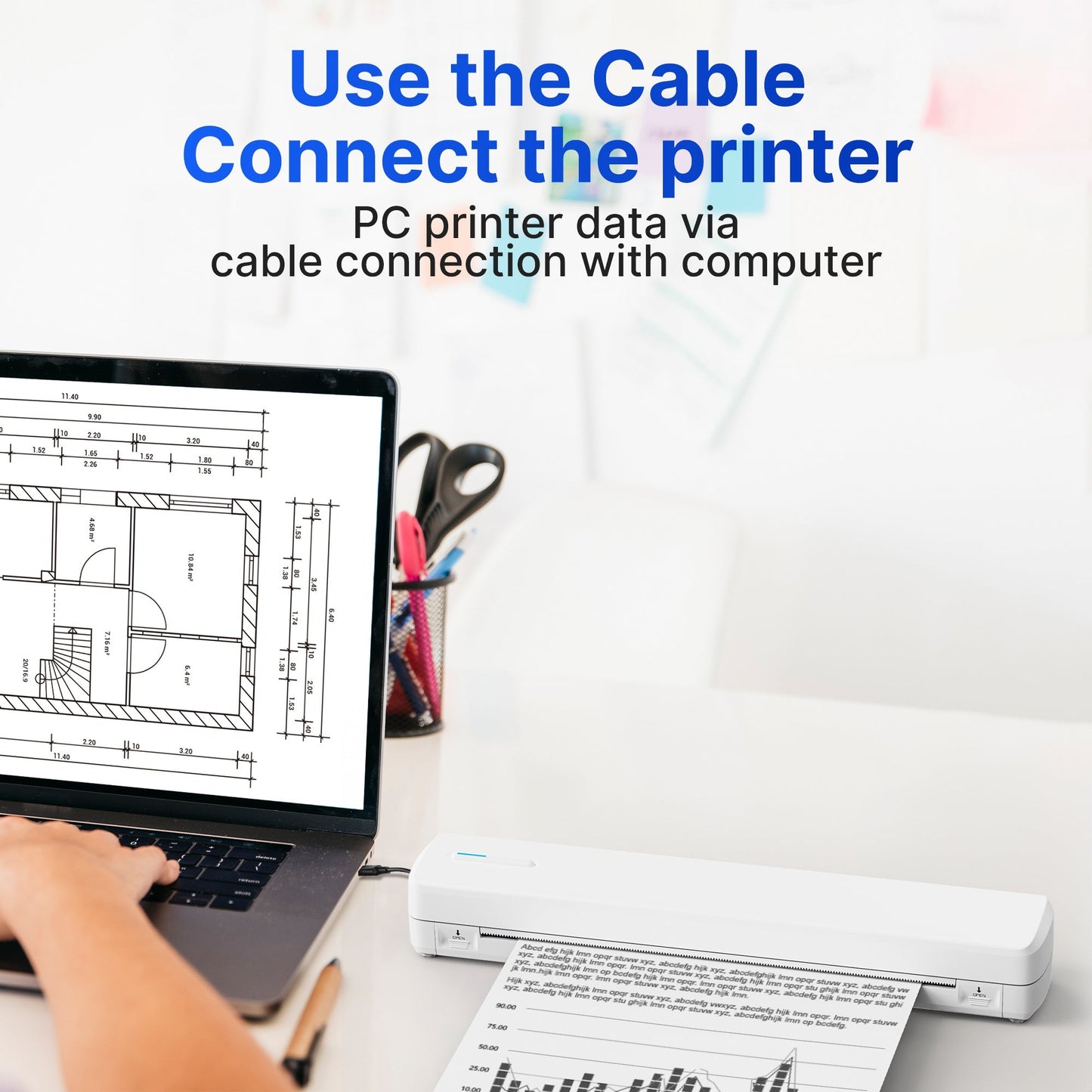 Portable Wireless Thermal Printer A4 Inkless – Compact Travel Printer for iPhone Android Laptop – Supports Letter Folding Roll & Tattoo Transfer Paper – Home Office School