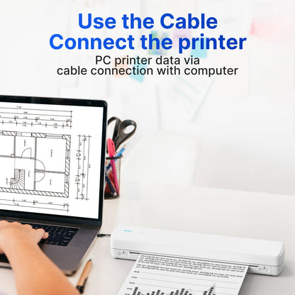 Portable Wireless Thermal Printer A4 Inkless – Compact Travel Printer for iPhone Android Laptop – Supports Letter Folding Roll & Tattoo Transfer Paper – Home Office School